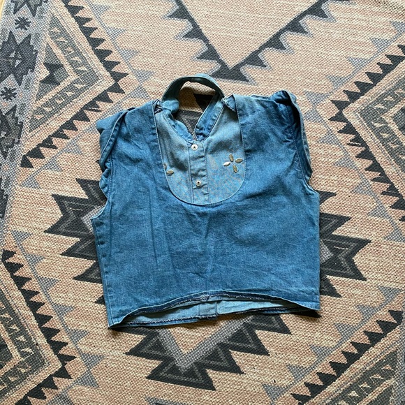 Vintage denim crop top button up - Picture 4 of 4